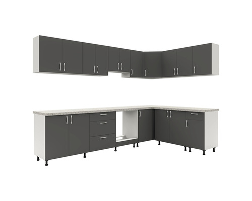 Bucătărie completă cu dulapuri suspendate și inferioare cu blat