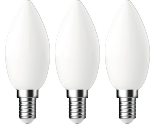 Becuri LED Verpackungsdesign E14 4,2W 470 lumeni, glob mat lumânare, lumină rece CRI90, 3 bucăți Trei becuri LED tip lumânare cu soclu E14