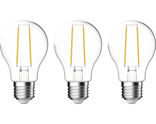 Becuri LED Verpackungsdesign E27 4,5W 470 lumeni, glob clar A60, lumină caldă CRI90, 3 bucăți Trei becuri LED clare
