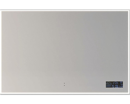 Oglindă baie cu LED Cordia Smart Line 65x100 cm ramă argintie, funcție ceas, IP 44