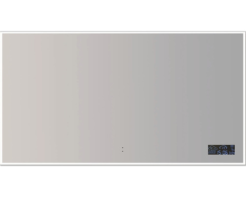 Oglindă baie cu LED Cordia Smart Line 65x120 cm ramă argintie, funcție ceas, IP 44