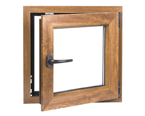 Fereastră maro batantă și oscilantă cu mâner