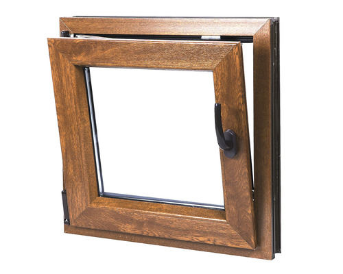 Fereastră maro din plastic cu funcție de deschidere și înclinare