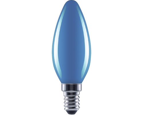 Bec albastru LED Flair E14 2W, glob lumânare, durată viață 15.000 h