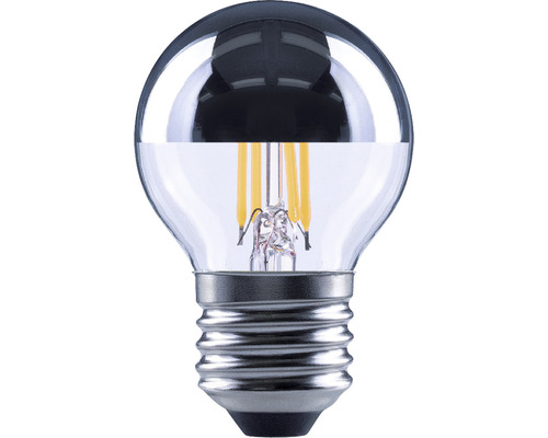 Bec LED Flair E27 4W 380 lumeni, glob clar G45, lumină caldă Bec LED cu reflector argintiu