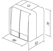 Desen tehnic al unui comutator basculant dublu cu cote.
