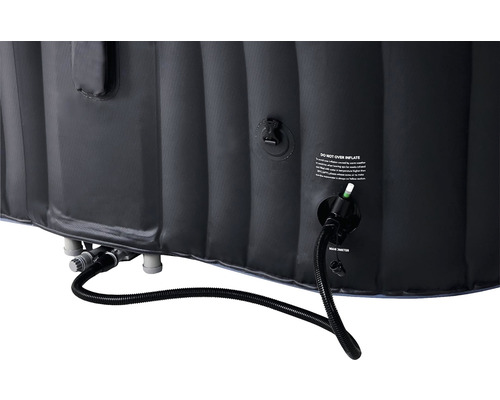 Imagine detaliată a unei căzi cu hidromasaj gonflabile cu racorduri și instrucțiuni.