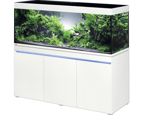 Set acvariu EHEIM incpiria 530 cu iluminare LED, dulap de bază inclus alb Combinație completă de acvariu cu dulap inferior, plantată