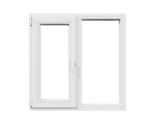 Fereastră PVC termopan 4 camere 100x100 cm albă deschidere dublă stânga + fixă Fereastră din plastic cu funcție de rotire și înclinare