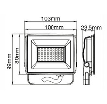 Desen tehnic reflector LED cu dimensiunile 103 mm, 100 mm, 23,5 mm, 99 mm și 80 mm