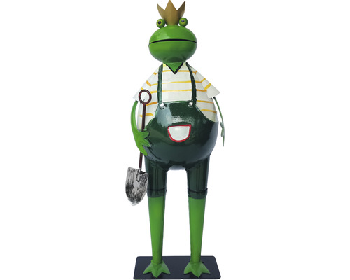 Figurină broască cu lopată Lafiora H 45 cm, metal, verde