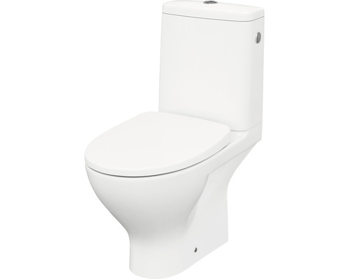 Set vas WC cu rezervor, mecanism și capac soft close Cersanit Moduo 666, evacuare orizontală, alb