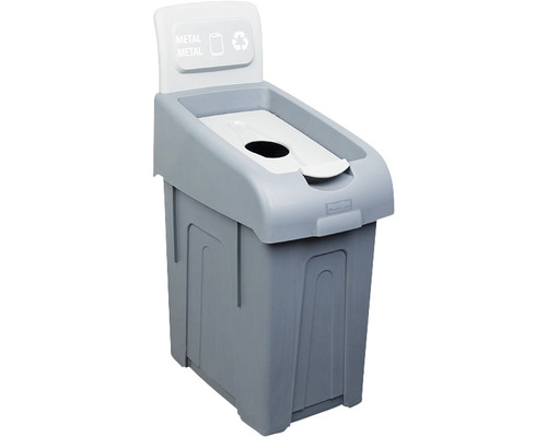 Coș gunoi PROCYCLE 23 pentru colectare selectivă metal cu capac dedicat 50 l Recipient gri pentru reciclarea metalelor cu simbol de reciclare