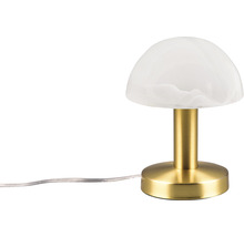 Lampă de masă cu cupolă de sticlă și bază metalică