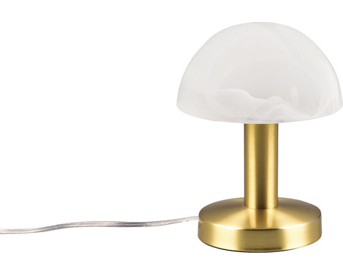 Lampă de masă cu cupolă de sticlă și bază metalică