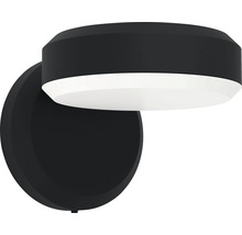 Lumină de perete neagră cu bază rotundă și lumină LED