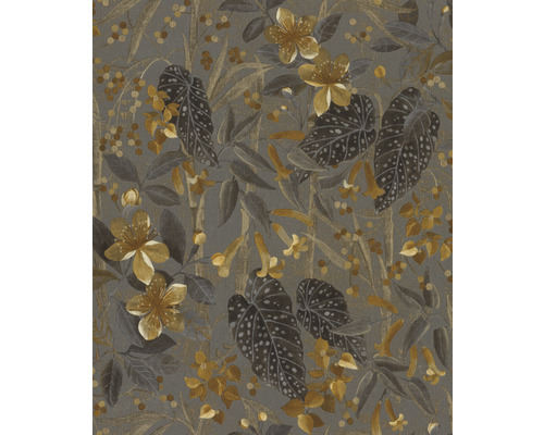 Tapet vlies 538229 Curiosity model floral gri 10,05x0,53 m Tapet cu model floral și cu frunze