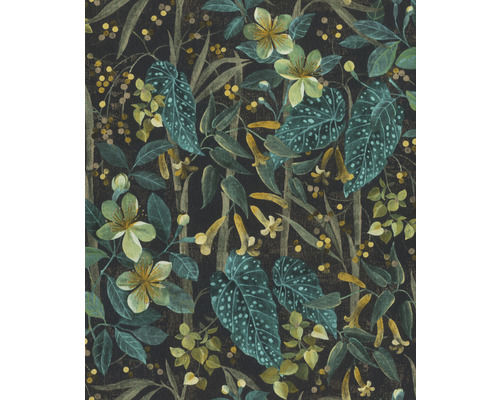 Tapet vlies 538243 Curiosity model floral albastru 10,05x0,53 m Tapet cu motiv floral și frunze
