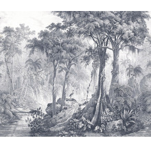 Fototapet vlies 543759 Curiosity Jungle gri-albastru 318x265 cm