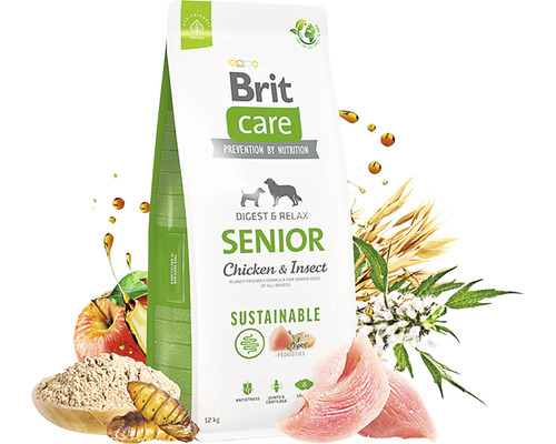 Mâncare pentru câini Brit Care Senior cu pui și insecte, la ambalaj de 12 kilograme