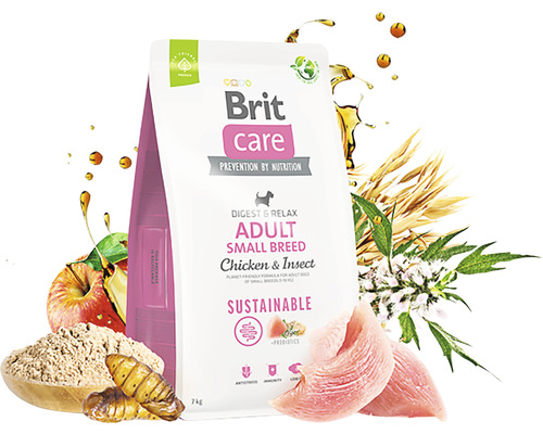 Brit Care hrană uscată pentru rase de câini mici, adulți, cu pui și insecte, 7 kilograme
