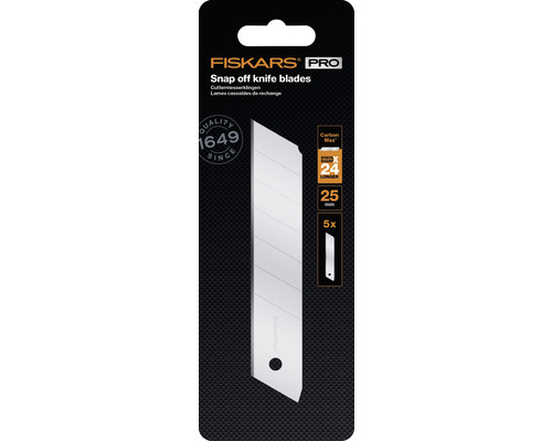 Lame de cuțit segmentabile Fiskars Pro, 25 milimetri, 5 bucăți