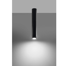 Lumină de plafon neagră, de formă cilindrică, cu rază de lumină