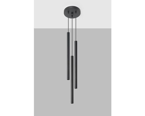 Lumină suspendată cu trei abajururi cilindrice