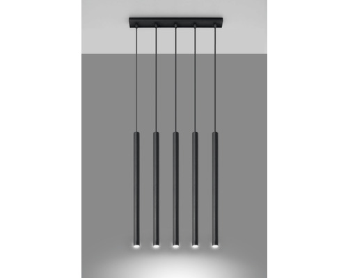 Lumină suspendată cu cinci lămpi cilindrice