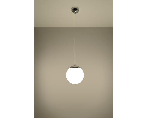 Lampa suspendată cu glob rotund din sticlă opalină