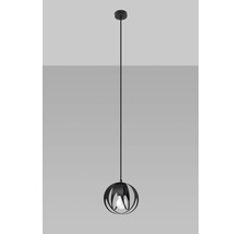 Lampa suspendată neagră cu abajur metalic sferic și bec