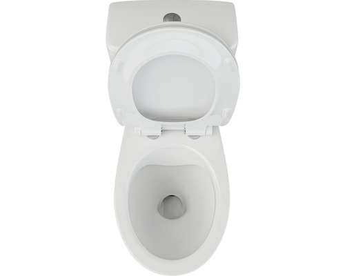 Vedere de sus a unei toalete cu capacul deschis