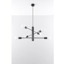 Lampa suspendată neagră cu șase becuri