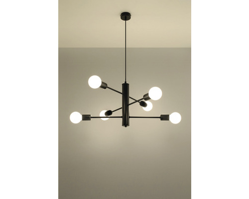Lustr negru cu șase becuri