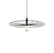 Lampa suspendată cu abajur rotund, negru și bec