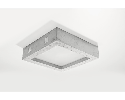 Plafonieră pătrată din beton cu lumină integrată