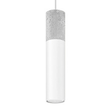 Lumină suspendată cilindrică din beton și metal