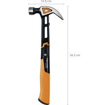 Ciocan de despicat Fiskars cu o lungime de 34,3 cm și o lățime de 12,5 cm.