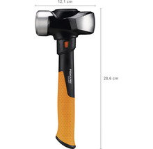 Ciocan de despicat Fiskars cu o lungime de 28,6 cm și o lățime a capului de 12,1 cm.