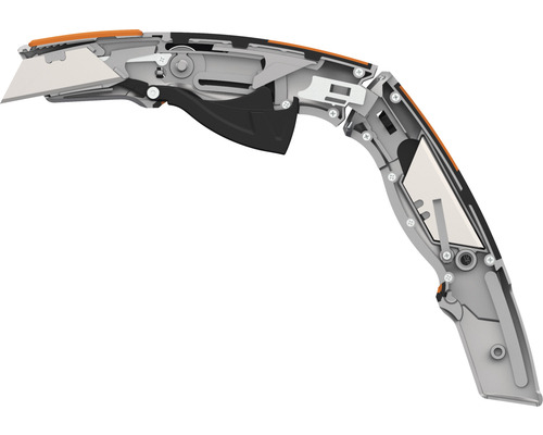 Secțiune transversală a unui cuțit cutter care arată mecanismele interne
