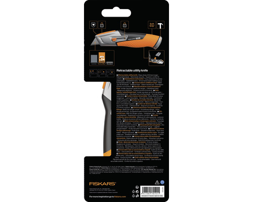 Cuțit Fiskars cu lamă retractabilă, ambalaj