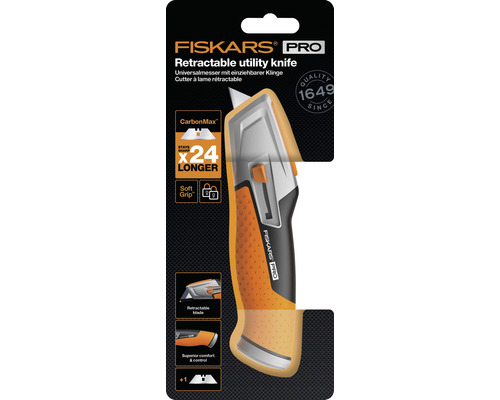 Cuțit universal retractabil Fiskars Pro în ambalaj