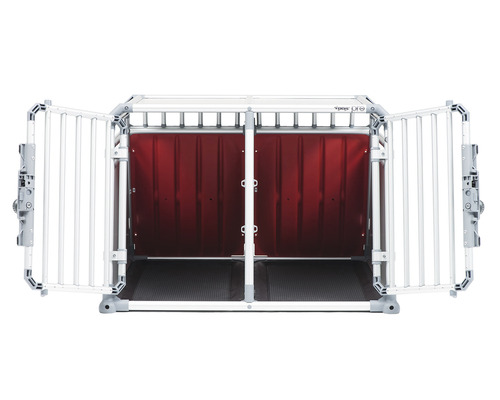 Cușcă deschisă pentru câini cu uși cu gratii și perete despărțitor