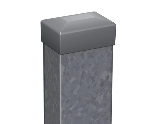 Stâlp zincat 6x4x250 cm argintiu Capac stâlp din plastic pe un stâlp metalic