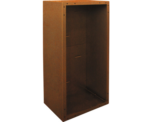 Suport pentru lemne de foc Palatino cu panou spate oțel corten 55x40x120 cm Modul de raft pentru montaj pe perete