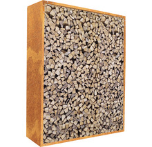 Suport de lemne de foc din oțel umplut cu lemn