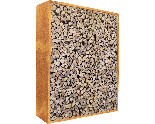 Suport de lemne de foc din oțel umplut cu lemn