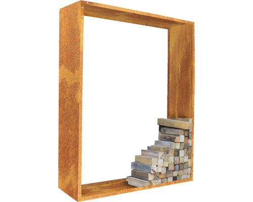 Suport pentru lemne de foc Palatino oțel corten 100x40x120 cm Cadru pătrat din lemn cu lemn stivuit