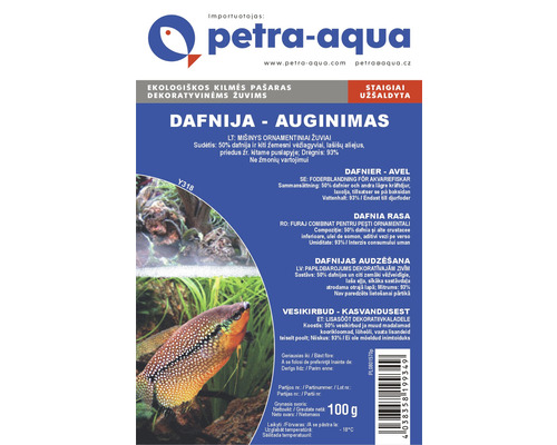 Hrană pentru pești Purici de apă Daphnia 100 g Ambalaj de hrană cu Daphnia pentru pești ornamentali marca Petra Aqua