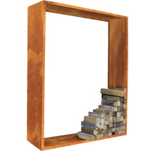 Cadru decorativ din oțel cu stivă de lemn